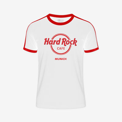 Adult Fit Manchester Ringer Tee in White and Red