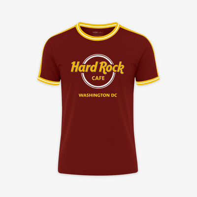 Adult Fit Washington D.C. Ringer Tee Maroon and Yellow