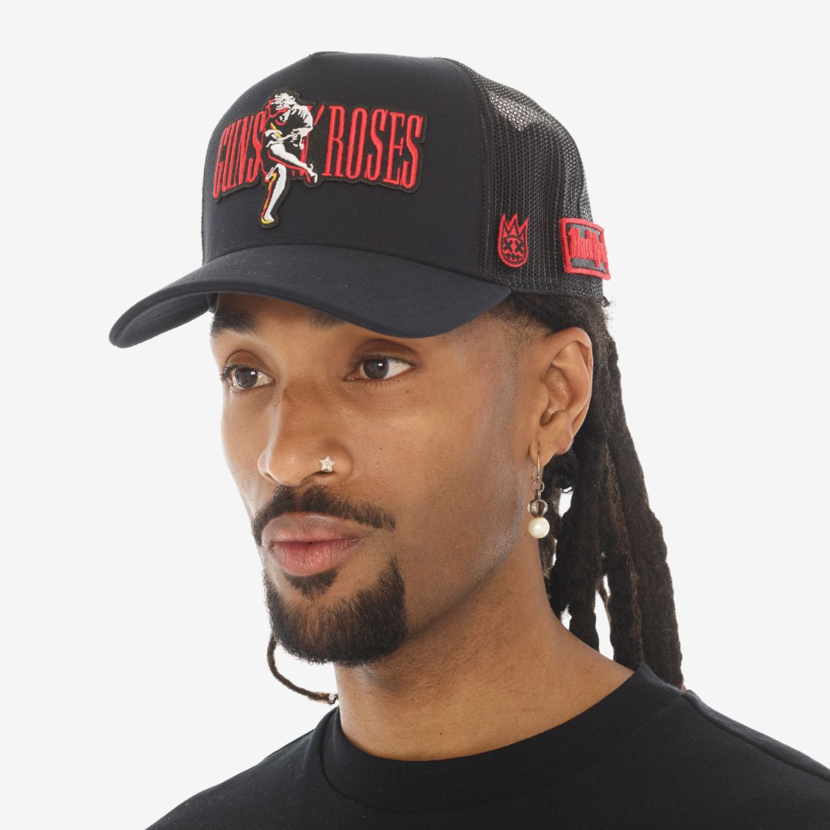 Hard Rock x Cult GNR Mesh Embroidered Trucker Hat in Black image number 2